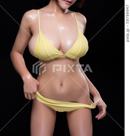 Womans body topless, cover breasts with hands, - Stock Photo [84486387]  - PIXTA