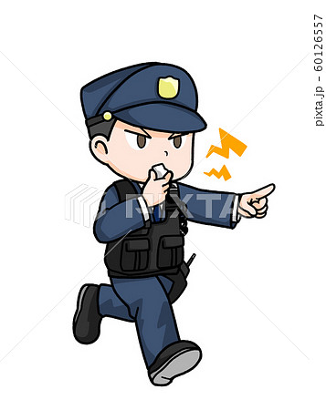 男性 警察官 笛 吹くのイラスト素材 男性 警察官 笛 吹くのイラスト素材