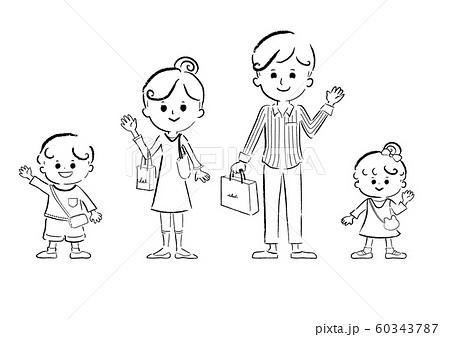 家族 線画のイラスト素材
