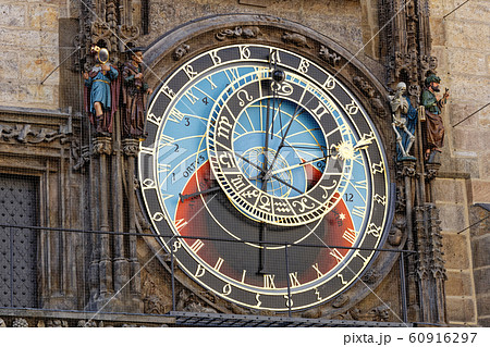 時計台 チェコ プラハ 世界遺産の写真素材
