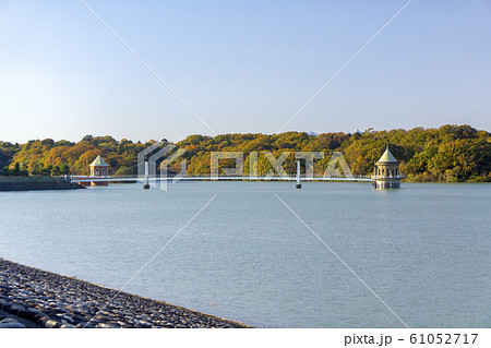 狭山湖 紅葉 富士山 所沢市の写真素材