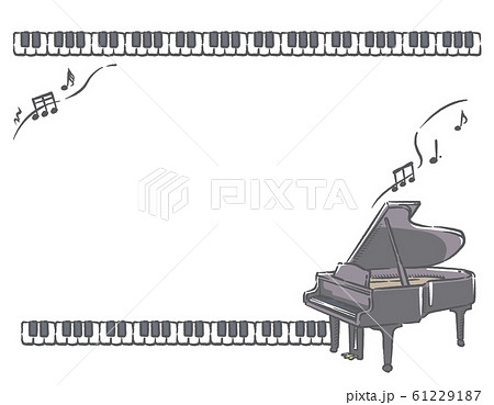 ピアノ 楽器 グランドピアノ 手書き風のイラスト素材
