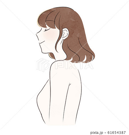 女性 横顔 若い ボブのイラスト素材