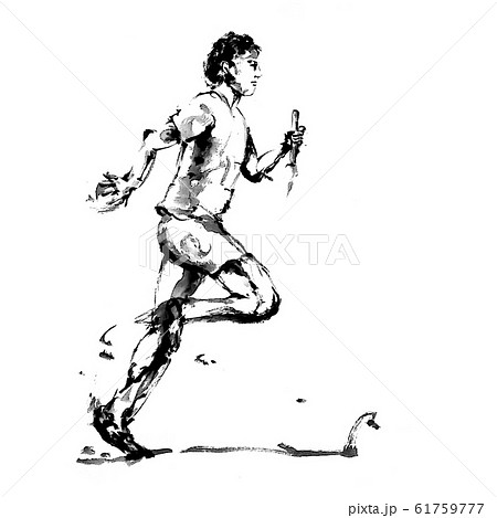 リレー バトン 体育祭のイラスト素材