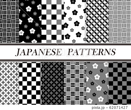 ベクター 和柄 日本の伝統模様 モノクロのイラスト素材