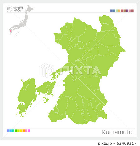 九州地図 マップ 九州 地図のイラスト素材
