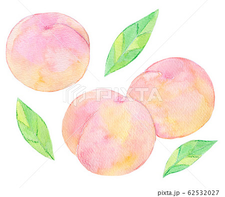 フルーツ 桃 イラスト かわいいのイラスト素材 Pixta
