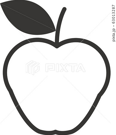 リンゴ マーク アイコン モノクロの写真素材