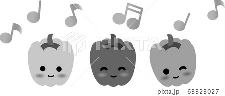 野菜 キャラクター ピーマン パプリカの写真素材