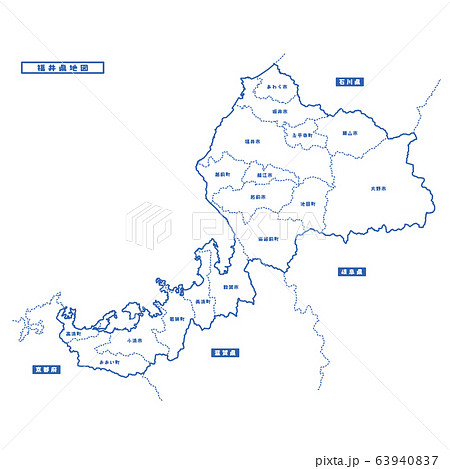福井 福井県 地図 ベクターの写真素材