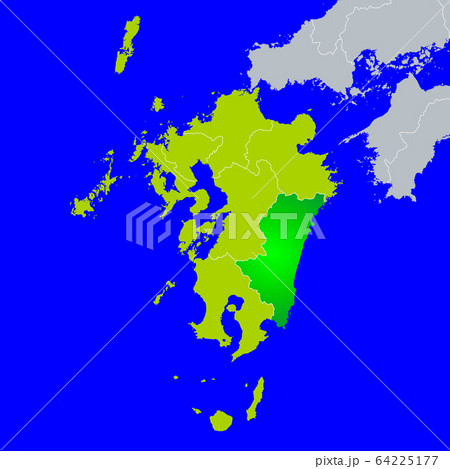 県境 九州 地図 九州地方の写真素材