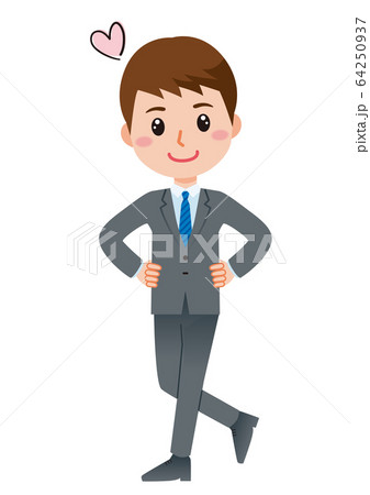 照れる 男性 イラスト 人物 表情 ポーズの写真素材