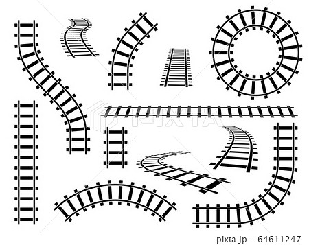 フレーム 枠 電車 線路のイラスト素材