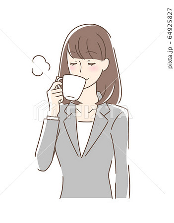 飲む コーヒー 女性 女の子のイラスト素材