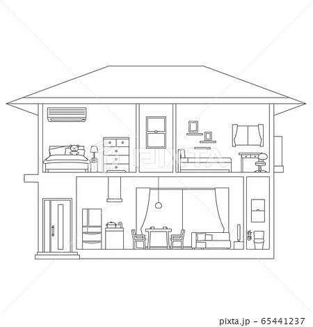 断面図 断面 住宅 家のイラスト素材