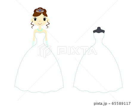 イラスト ウェディングドレス 綺麗 全身のイラスト素材