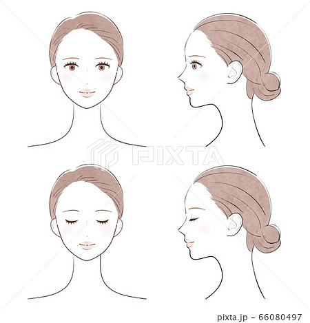 女性 顔 正面 横顔のイラスト素材