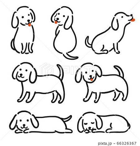 動物 振り向く ペット 犬のイラスト素材