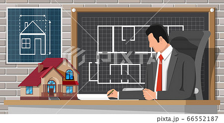 建築士 建築家 設計士 設計図のイラスト素材