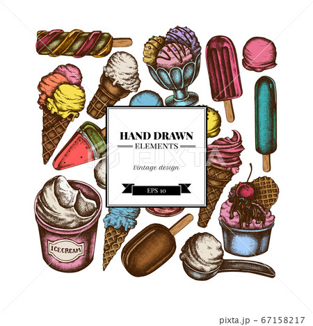 アイス クリーム ポスター 張り紙のイラスト素材
