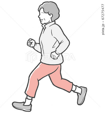 ジョギング 女性 走る 横向きのイラスト素材