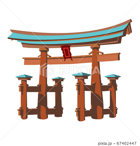 厳島 厳島神社 鳥居 広島のイラスト素材