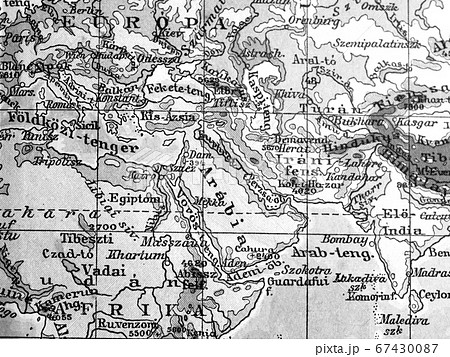 アラビア半島 地図 サウジアラビア 古地図の写真素材