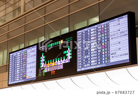 東京国際空港 空港 電光掲示板 掲示板の写真素材