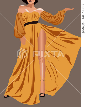 ロングドレス 女性 セクシー ポーズのイラスト素材