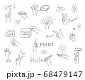 おしゃれな手の手描きイラストのセット ポーズ ピース 注目 Good 書く 持つ ポイントのイラスト素材