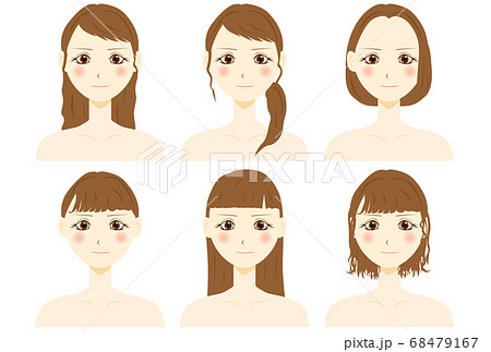 女の子 ヘアスタイル 茶髪 ロングヘアのイラスト素材