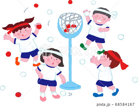 ベクター 運動会 小学生 玉入れのイラスト素材
