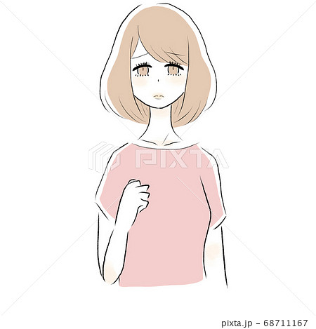 不安そうな女性のイラスト素材