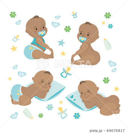 赤ちゃん シルエット 座る イラストのイラスト素材