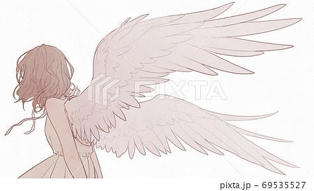 翼 女性 羽根 天使のイラスト素材
