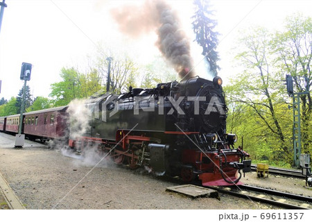 ドイツ ハルツ狭軌鉄道 蒸気機関車 Slの写真素材