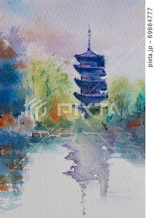 [美品] 五重塔 絵画風景画 アート 京都 Amazon.co.jp: 絵画 五重塔インテリア 絵画 カラフルな空美しい