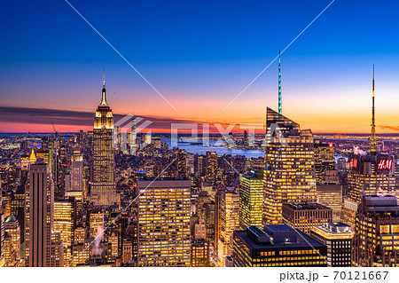 ニューヨーク夜景の写真素材