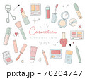 コスメ メイク 化粧品のおしゃれな手描きイラストのセット かわいい 美容 ビューティー メイクアップのイラスト素材