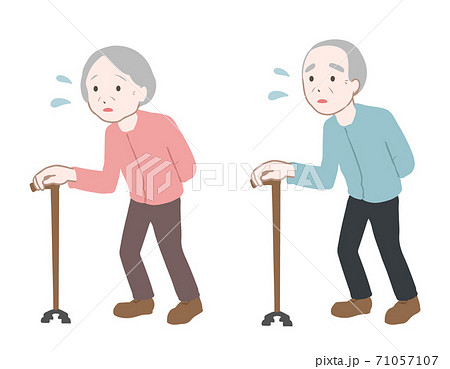杖をつく 老人 杖のイラスト素材