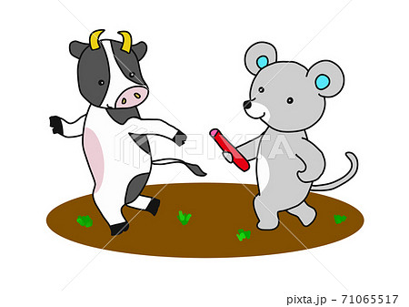 マラソン 走る 動物 可愛いのイラスト素材