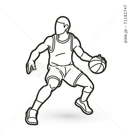 バスケ バスケットボール 人影 影のイラスト素材