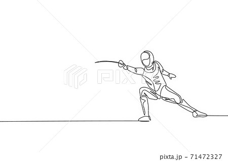 フェンシング 男性 突き サーベルのイラスト素材