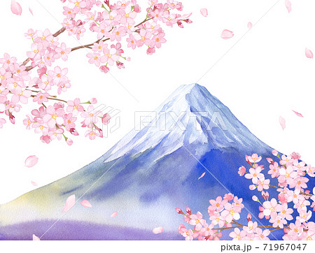 桜 富士山 春 桜吹雪のイラスト素材 桜 富士山 春 桜吹雪のイラスト素材