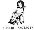 車椅子に乗った女の子 主線ありのイラスト素材