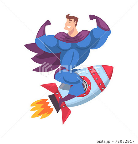 空飛ぶヒーローのイラスト素材