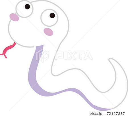 ヘビ 蛇 白蛇 かわいいのイラスト素材