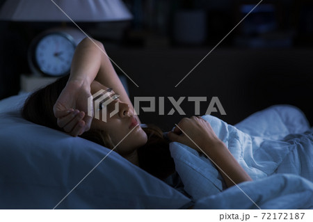 Woman in Black Underwear Sleeping in Bed in Seductive Pose without
