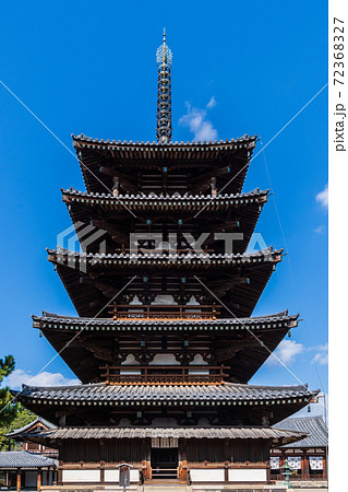 法隆寺 五重塔の写真素材