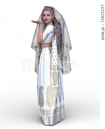 インド 女性 サリー 民族衣装のイラスト素材